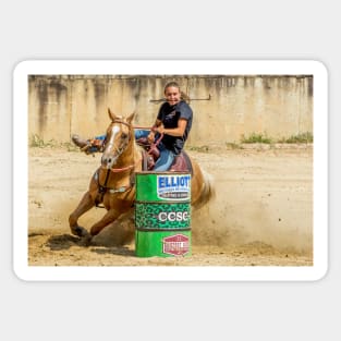 Barrel racer rounding a barrel Sticker